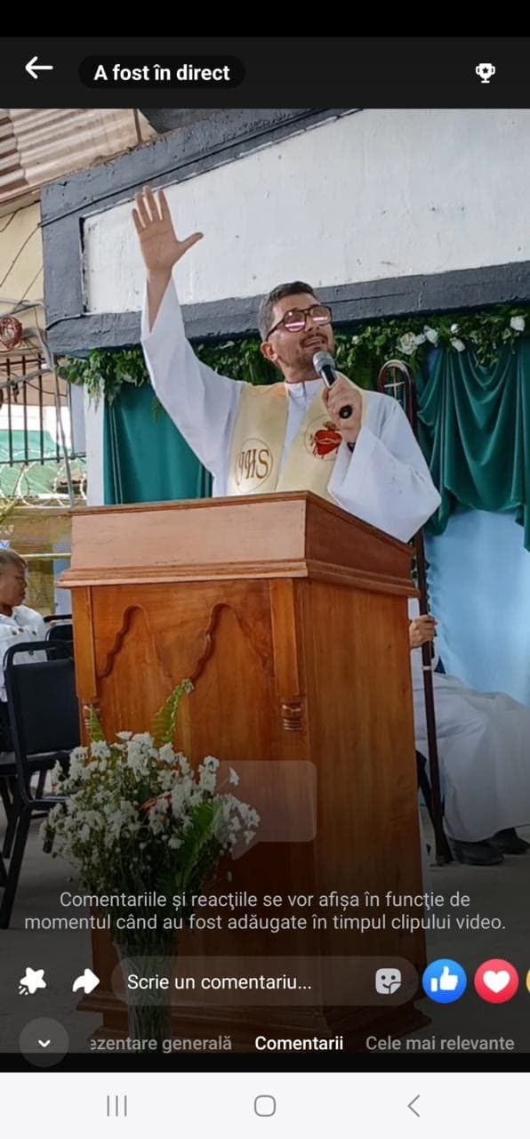 A priest speaking during the Panama parish gathering