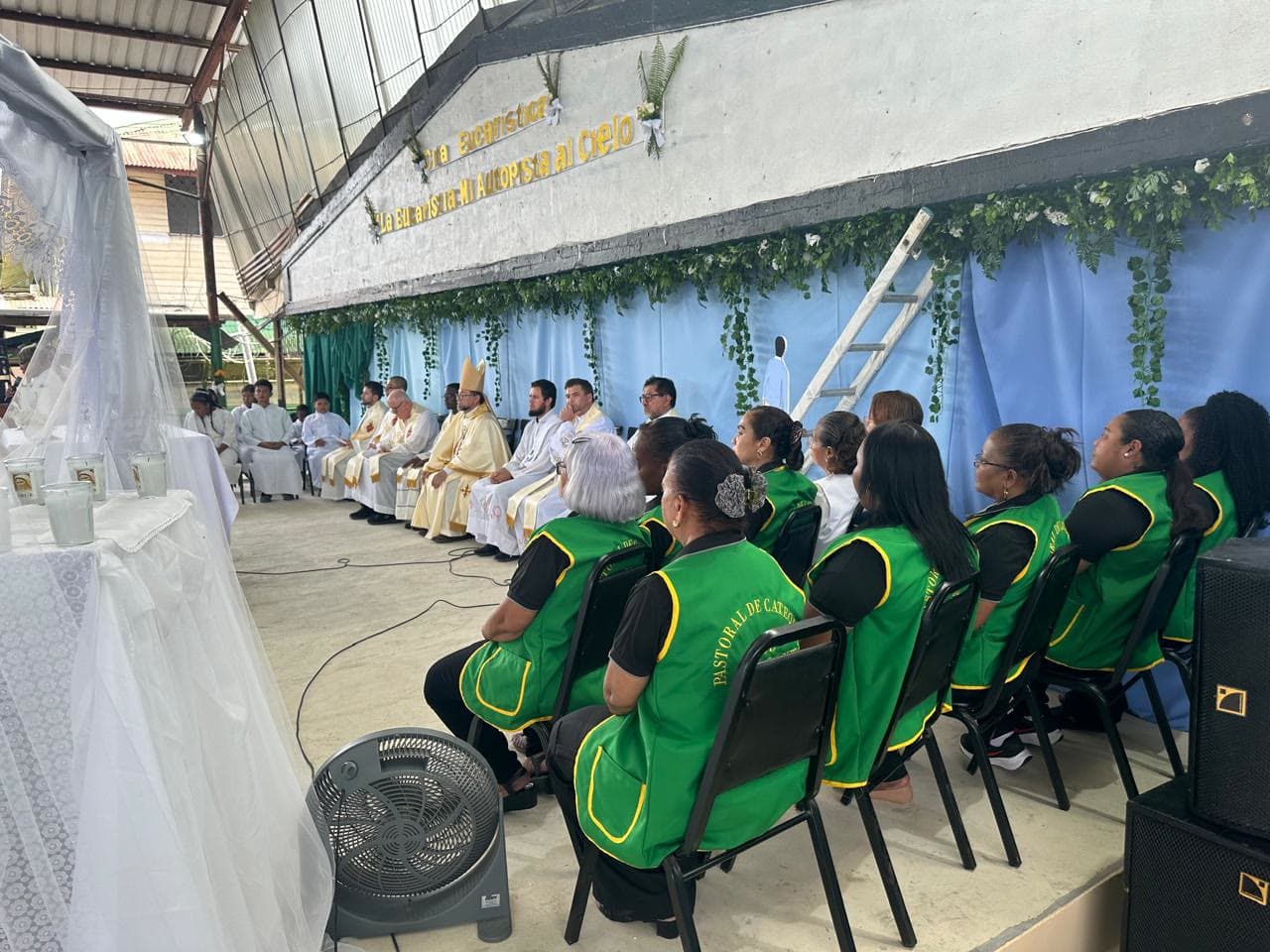 Panama parishioners filling the church and community gathering space