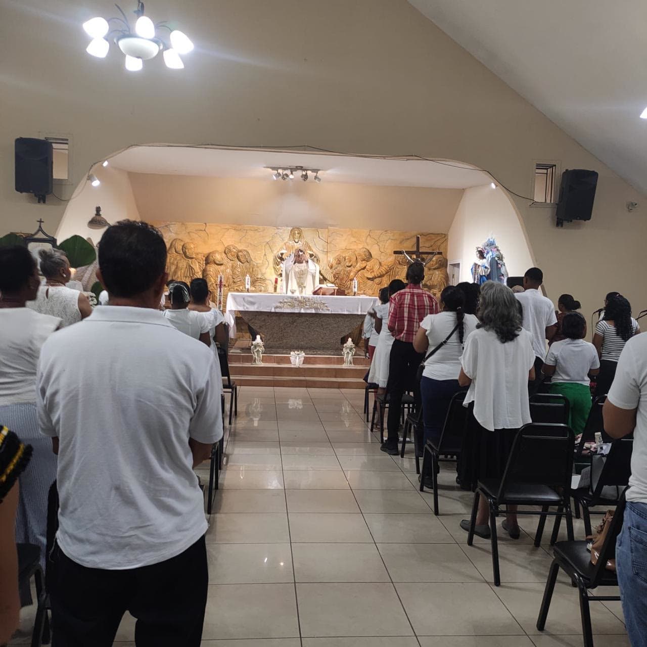 Clergy and parishioners taking part in Holy Week services in Panama