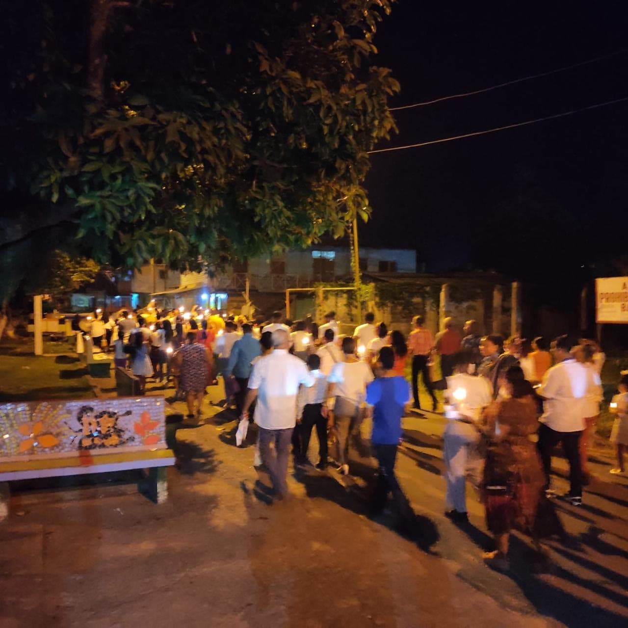 A candlelight procession at the Panama parish