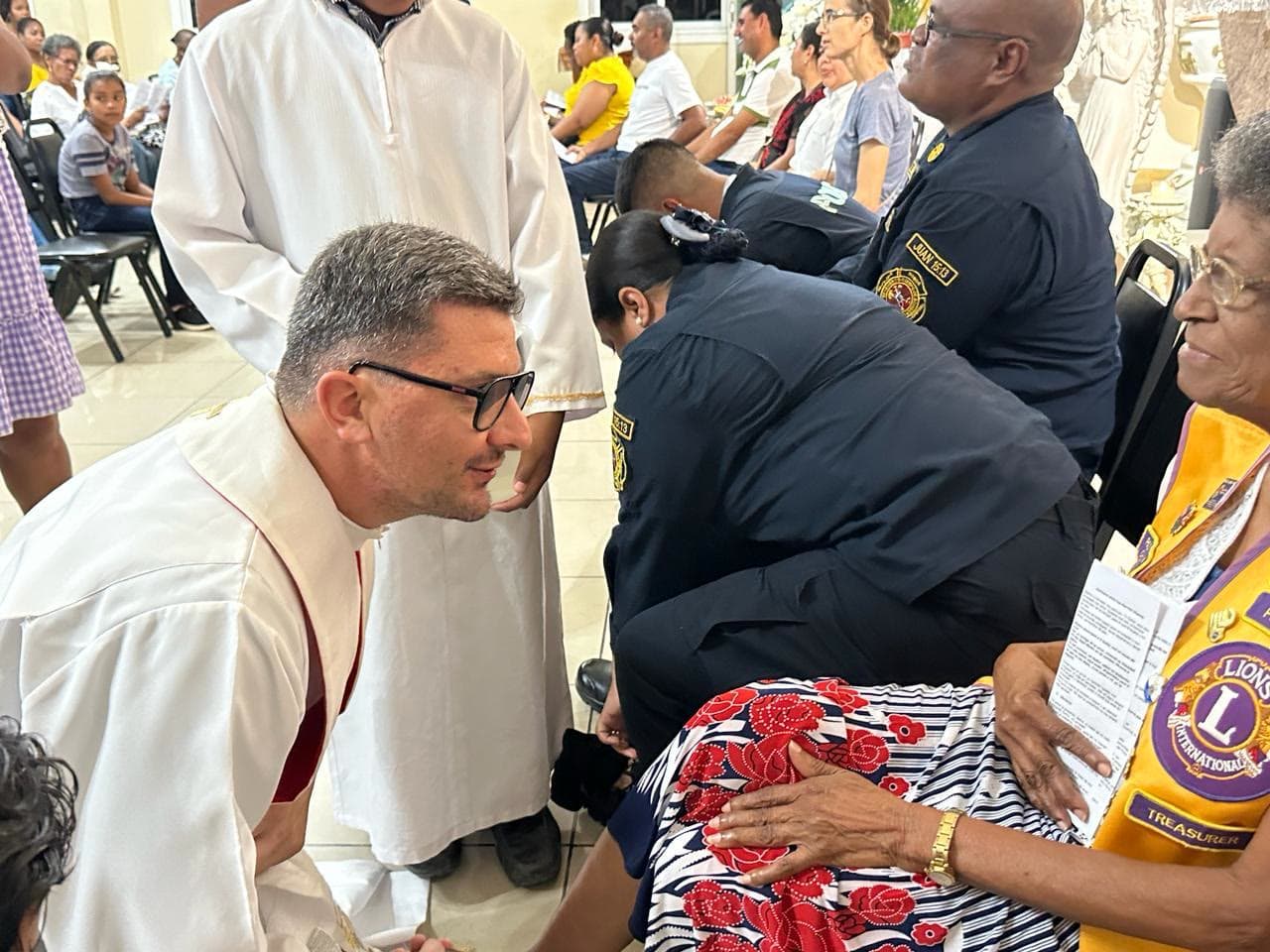 A foot-washing service with local first responders at the Panama parish